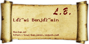 Löwi Benjámin névjegykártya